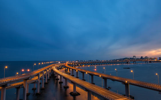 城市跨海大桥夜景图片素材免费下载