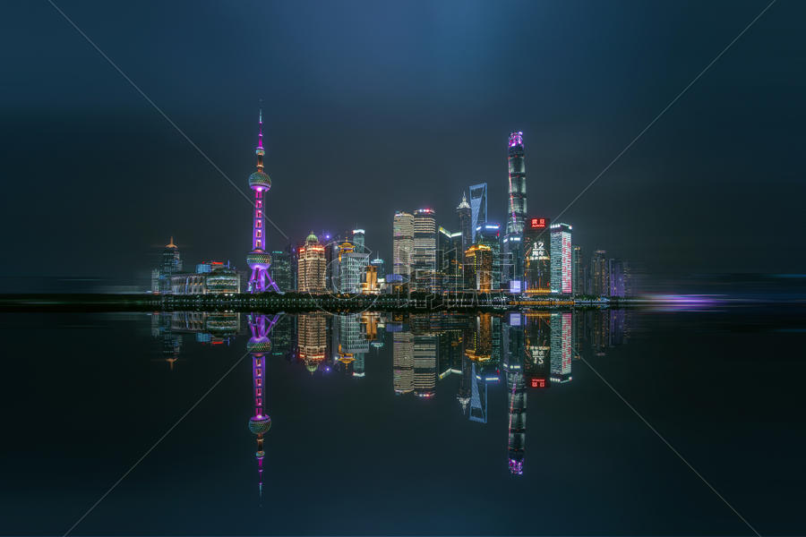 上海外滩陆家嘴夜景图片素材免费下载