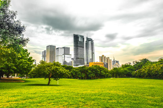 简约城市建筑绿化单色调背景图图片素材免费下载