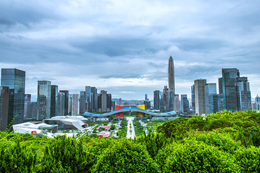 深圳城市建筑云朵天际线背景图片素材免费下载