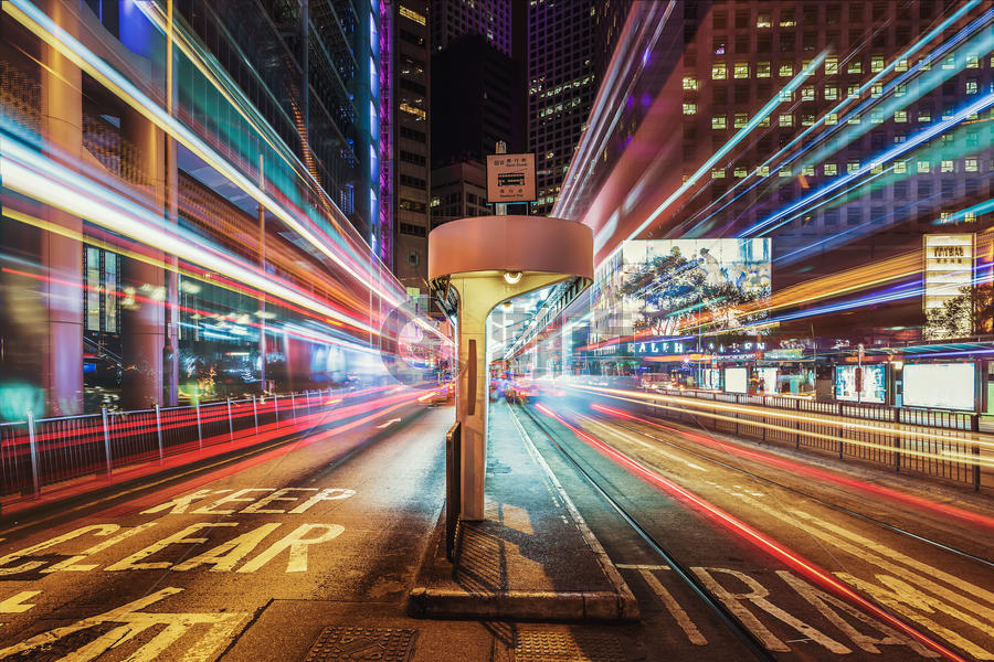 香港街头夜景图片素材免费下载
