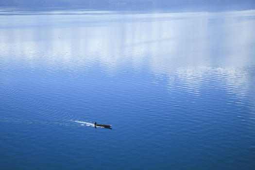 旅行中拍到的泸沽湖和渔夫图片素材免费下载