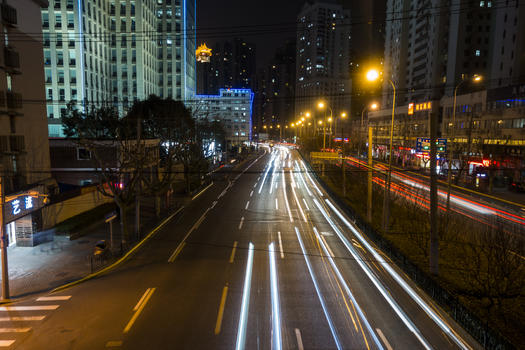 上海城市夜景慢门拍摄图片素材免费下载