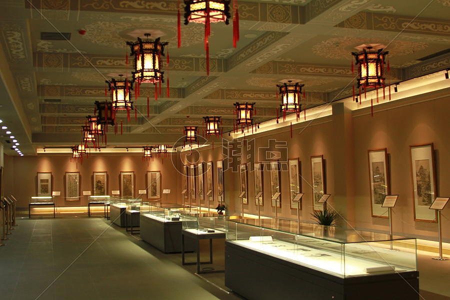 中国画展厅，古风室内装修素材图片素材免费下载
