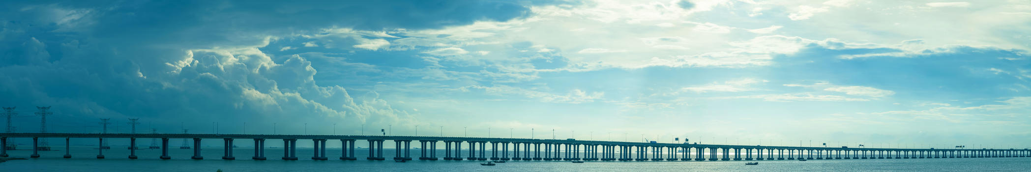 高速公路跨海大桥图片素材免费下载