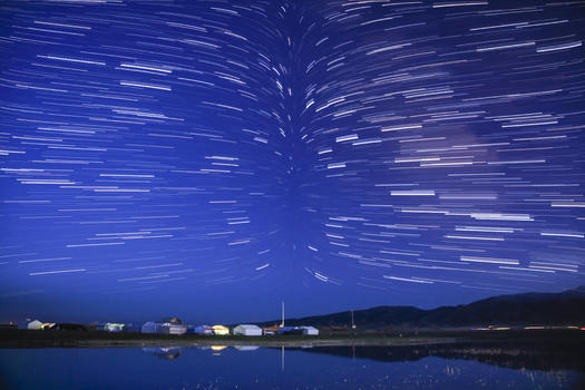 青海湖星轨图片素材免费下载