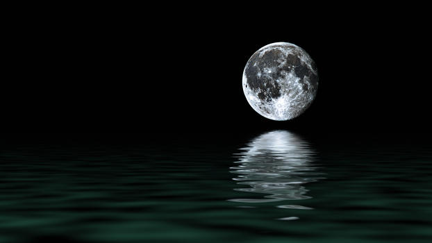 海面上的月亮倒影图片素材免费下载