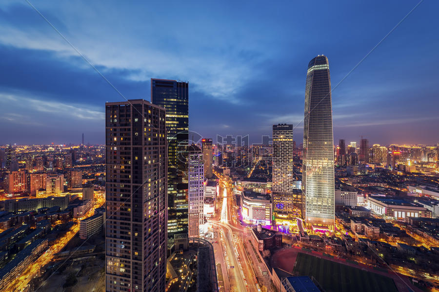 天津城市建筑风光夜景图片素材免费下载
