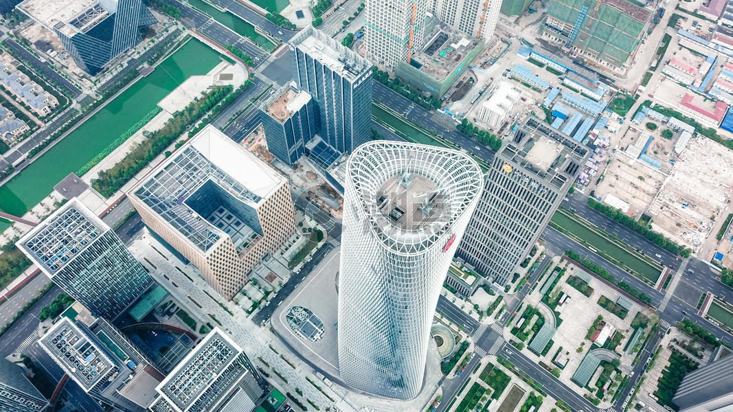 航拍宁波南商圈金融高楼图片素材免费下载
