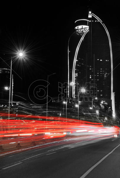 城市流动的车灯光图片素材免费下载