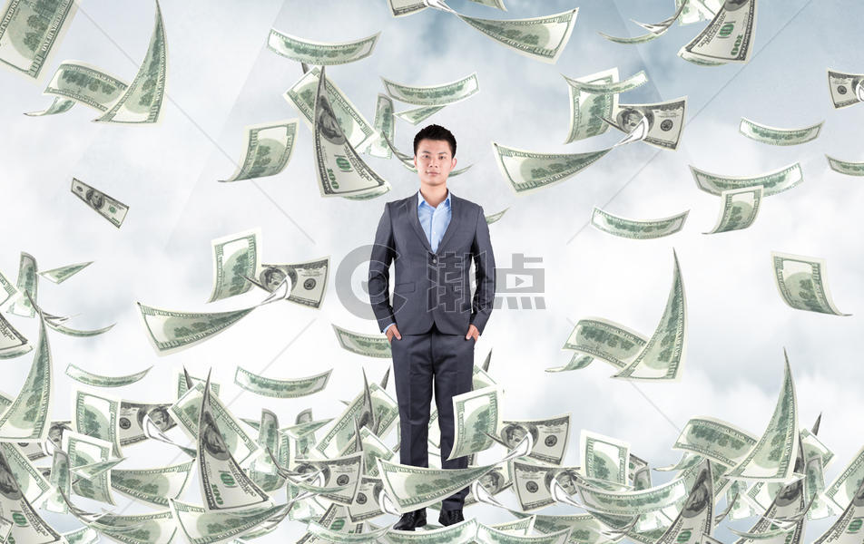 商务男士和漫天飞的钱通用背景3600*2270图片素材免费下载-编号704682-潮点视频