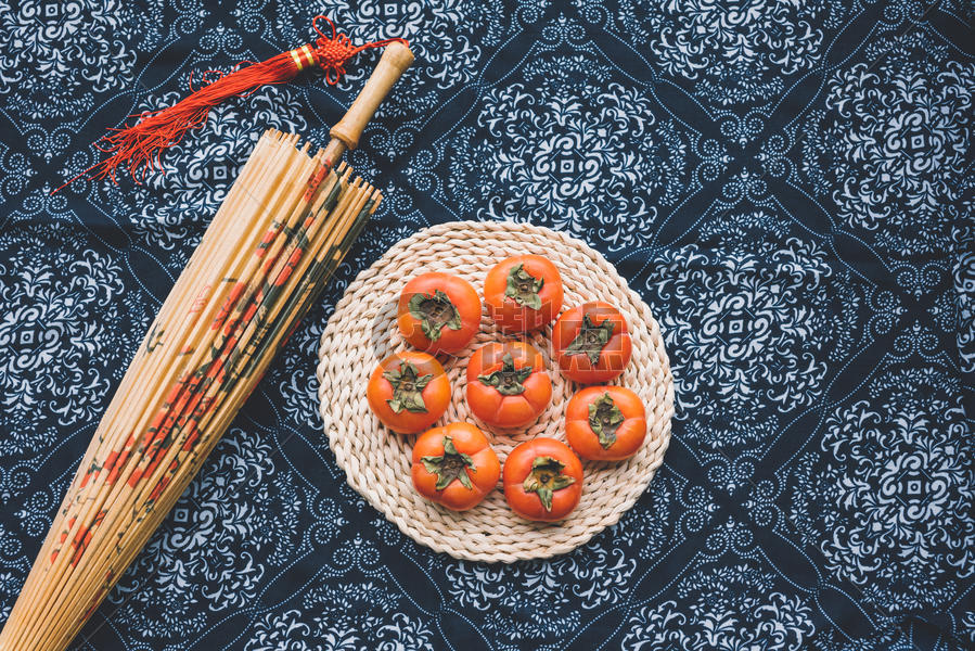 新鲜柿子中国风图片素材免费下载