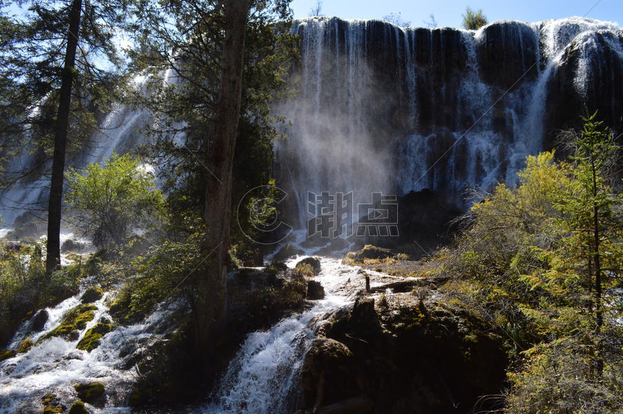 九寨沟瀑布自然风光图图片素材免费下载