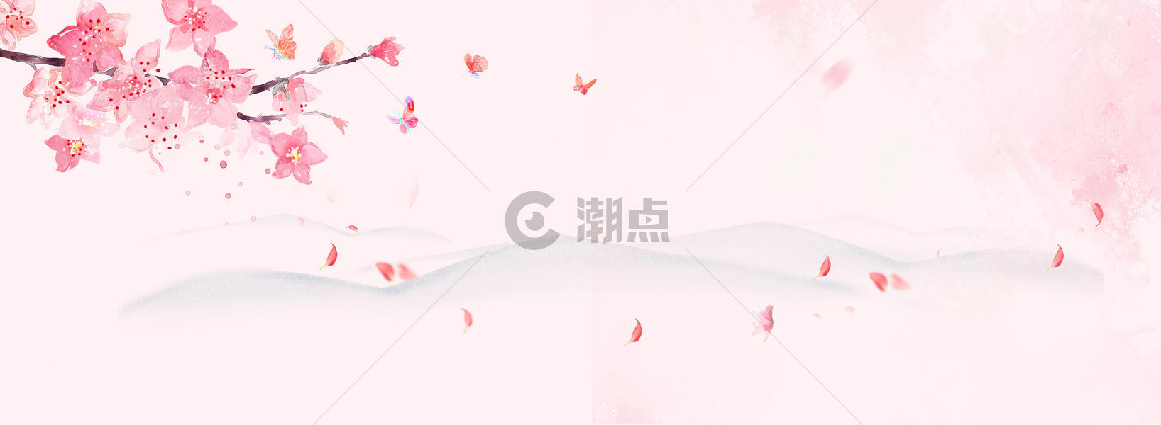 中国风桃花水墨粉色背景图片素材免费下载