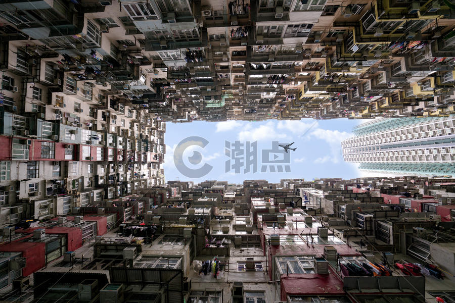 香港密集的居民区城市上空图片素材免费下载