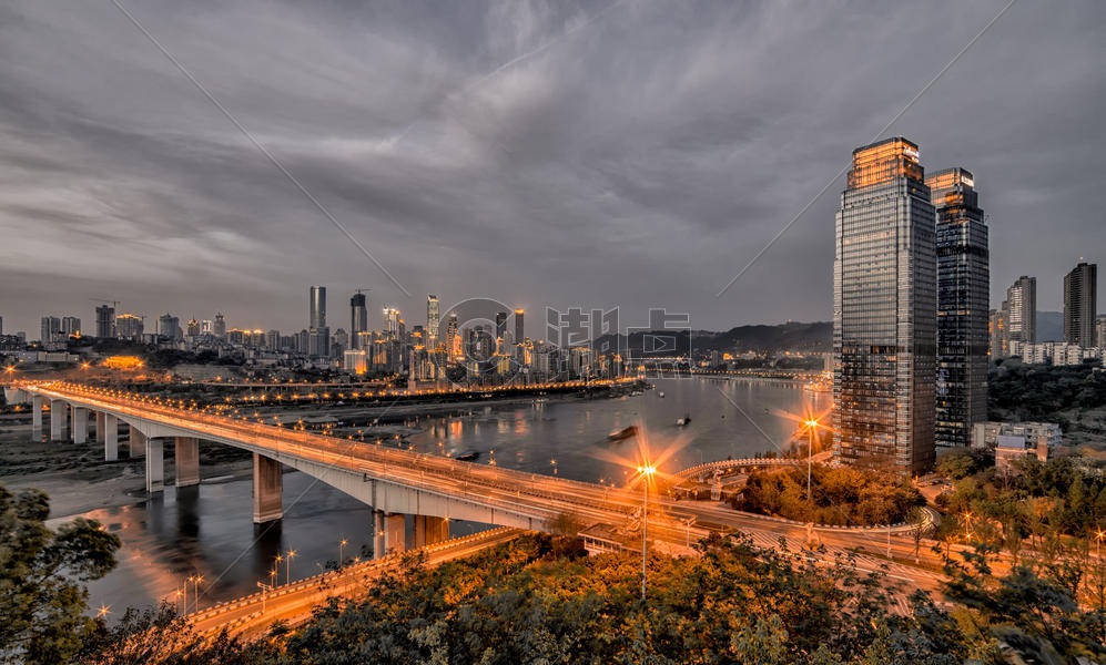 重庆长江大桥灯光景观图片素材免费下载