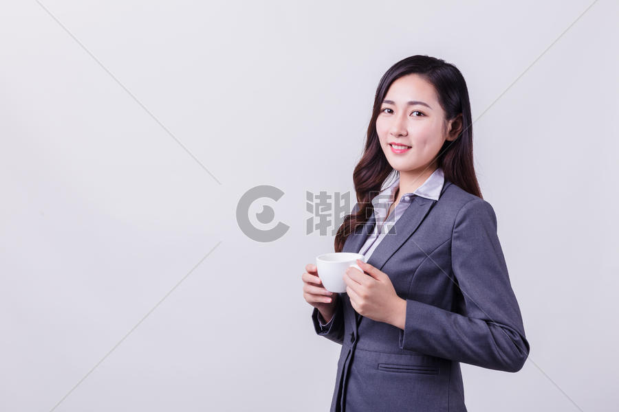 职业女性休息喝咖啡形象图片素材免费下载