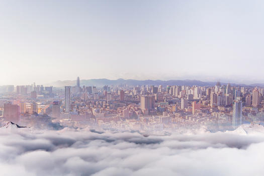 云雾中的城市图片素材免费下载