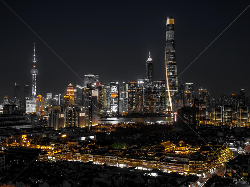 上海外滩城市建筑夜景图片素材免费下载