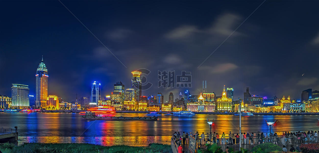 夜色中的上海浦西风光图片素材免费下载