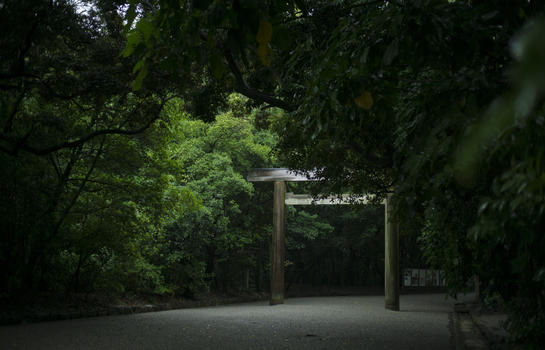 日本的雨中的神宫大门图片素材免费下载