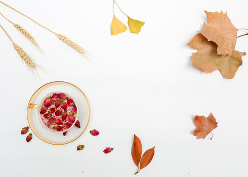 女性秋季养生玫瑰花茶图片素材免费下载