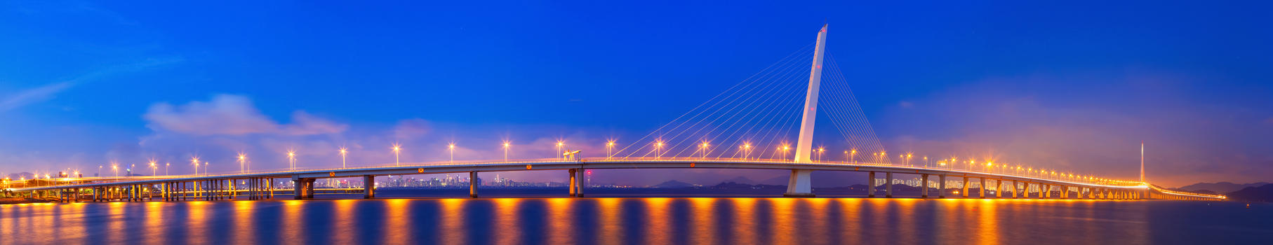跨海大桥城市夜景图片素材免费下载