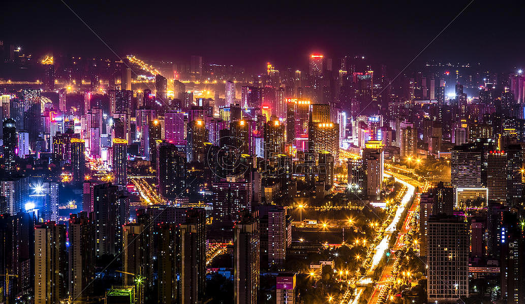 五彩缤纷的城市夜景图片素材免费下载
