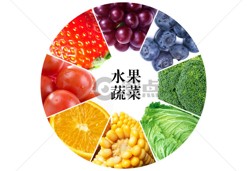 水果和蔬菜拼接的色彩图图片素材免费下载
