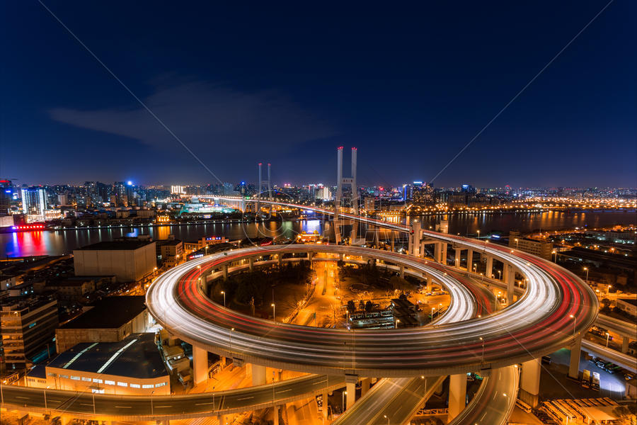 上海魔都南浦大桥夜景图片素材免费下载