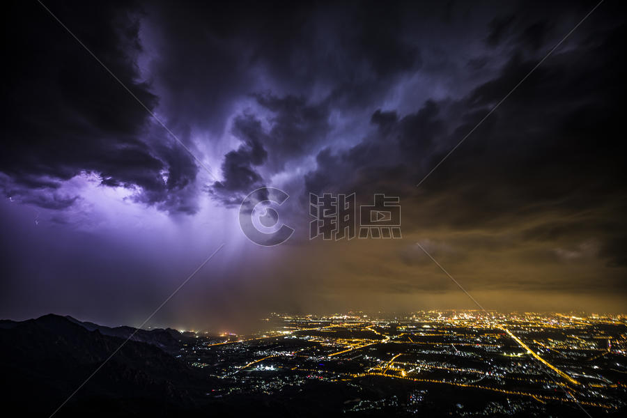 闪电下的北京图片素材免费下载