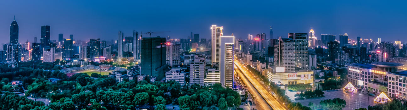 武汉城市夜景汉口中山大道全景图片素材免费下载