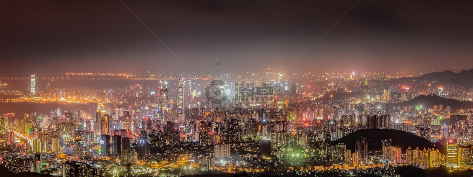 深圳城市建筑夜景全景图图片素材免费下载