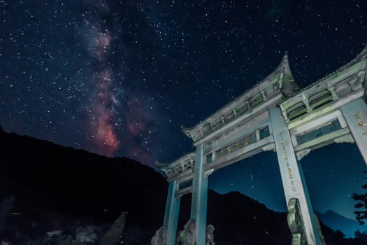 湖北黄梅佛教圣地老祖寺星空银河景观图片素材免费下载