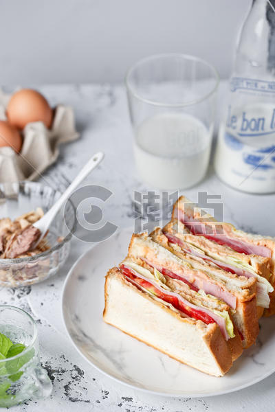北欧早餐金枪鱼三明治图片素材免费下载