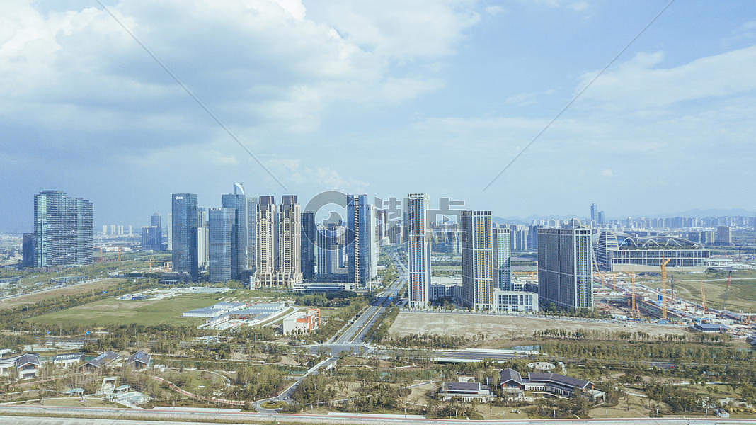 航拍杭州滨江区金融商业区图片素材免费下载