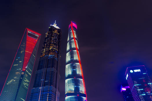上海陆家嘴金融中心高楼夜景图片素材免费下载