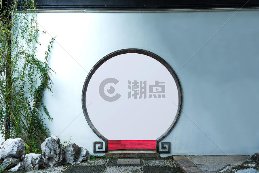 简约中国古建筑拱门背景图片素材免费下载