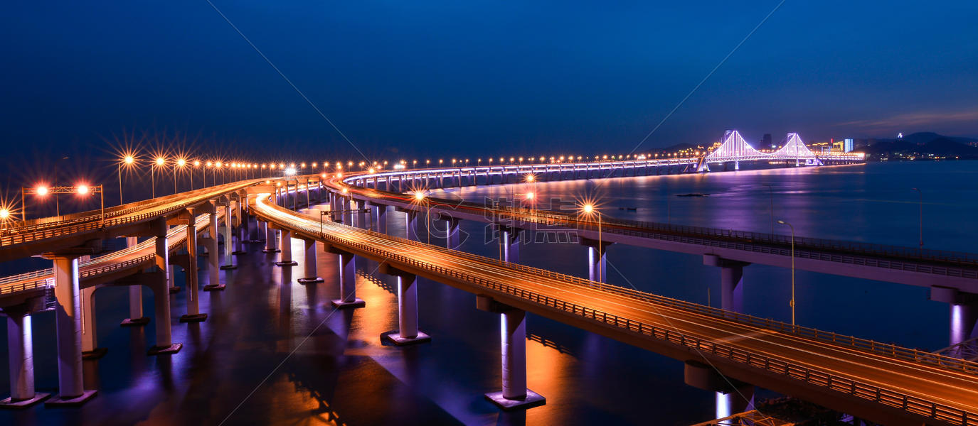 星海湾大桥夜景图片素材免费下载