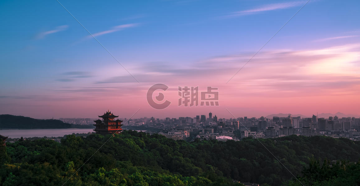杭州西湖城市边际线图片素材免费下载