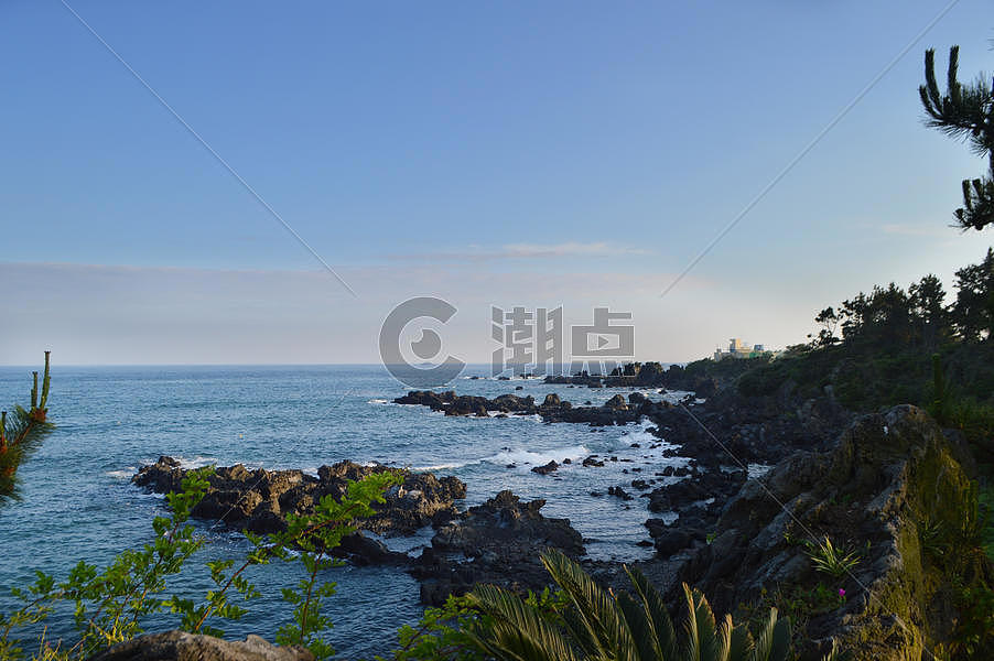 韩国济州岛海边礁石自然风光图片素材免费下载
