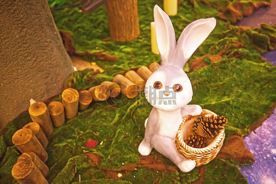 婚礼现场的兔子主题布置场景图片素材免费下载