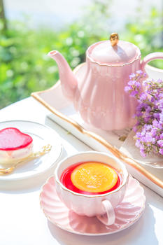 粉红色的下午茶图片素材免费下载