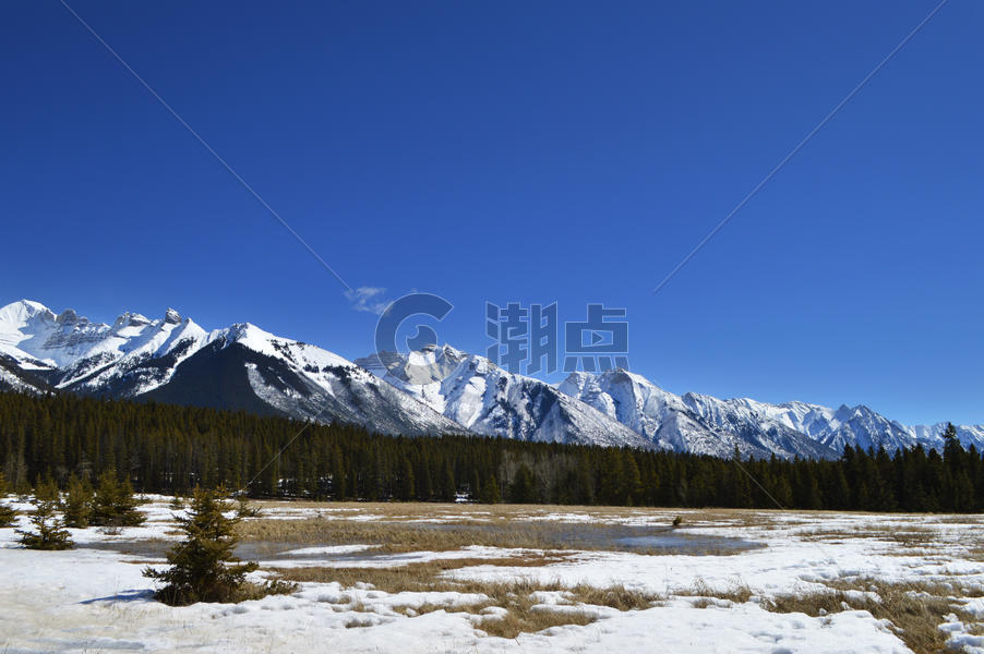 加拿大班夫国家公园雪山风景照图片素材免费下载