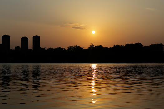 城市夕阳剪影照片图片素材免费下载