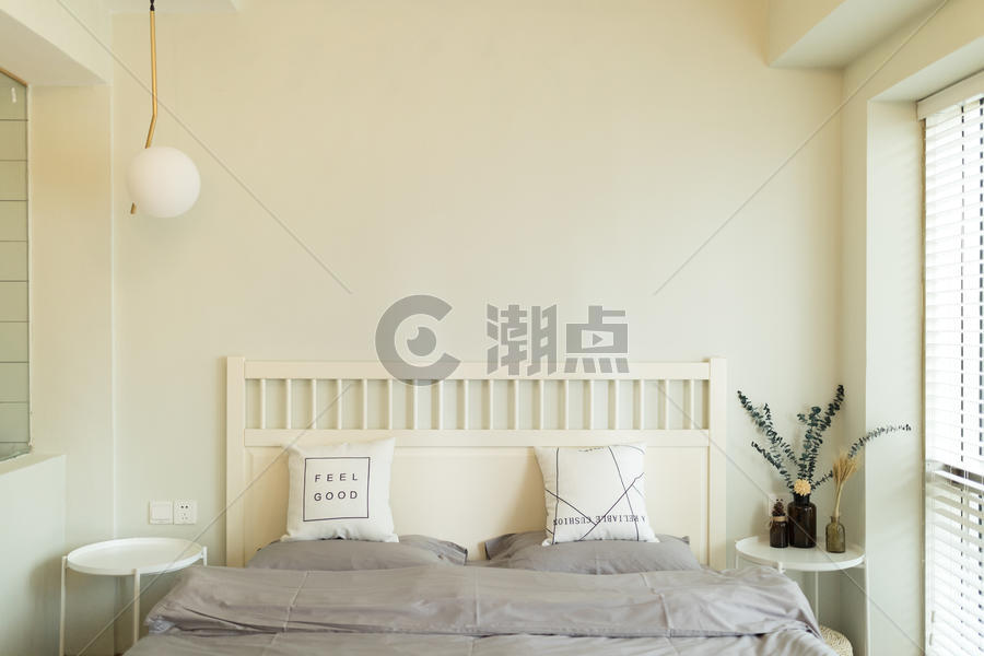 北欧宜家风卧室室内装饰简洁干净图片素材免费下载