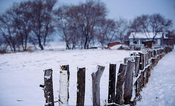 冬天美丽的雪景木篱笆图片素材免费下载