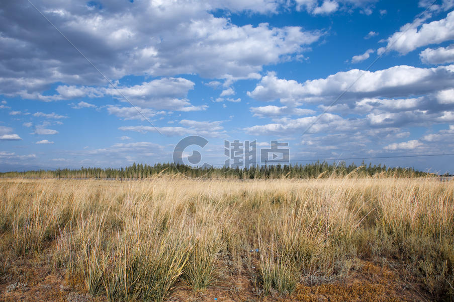 新疆库鲁斯台草原蓝天白云图片素材免费下载