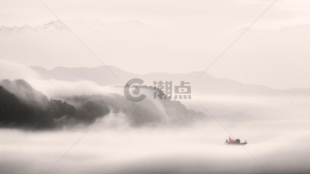 水墨中国风的山水田园风光图片素材免费下载