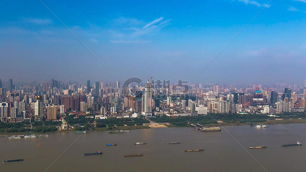 俯视长江主轴上的城市美景图片素材免费下载